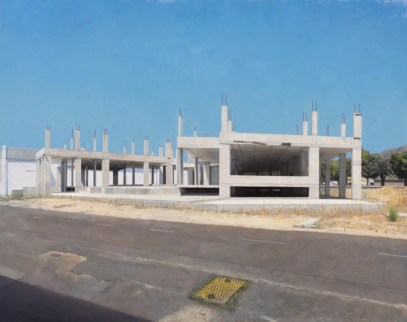 Architectural still life, concrete building under construction